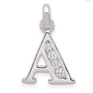 Silver Letter A Initial Rhinestone Charm